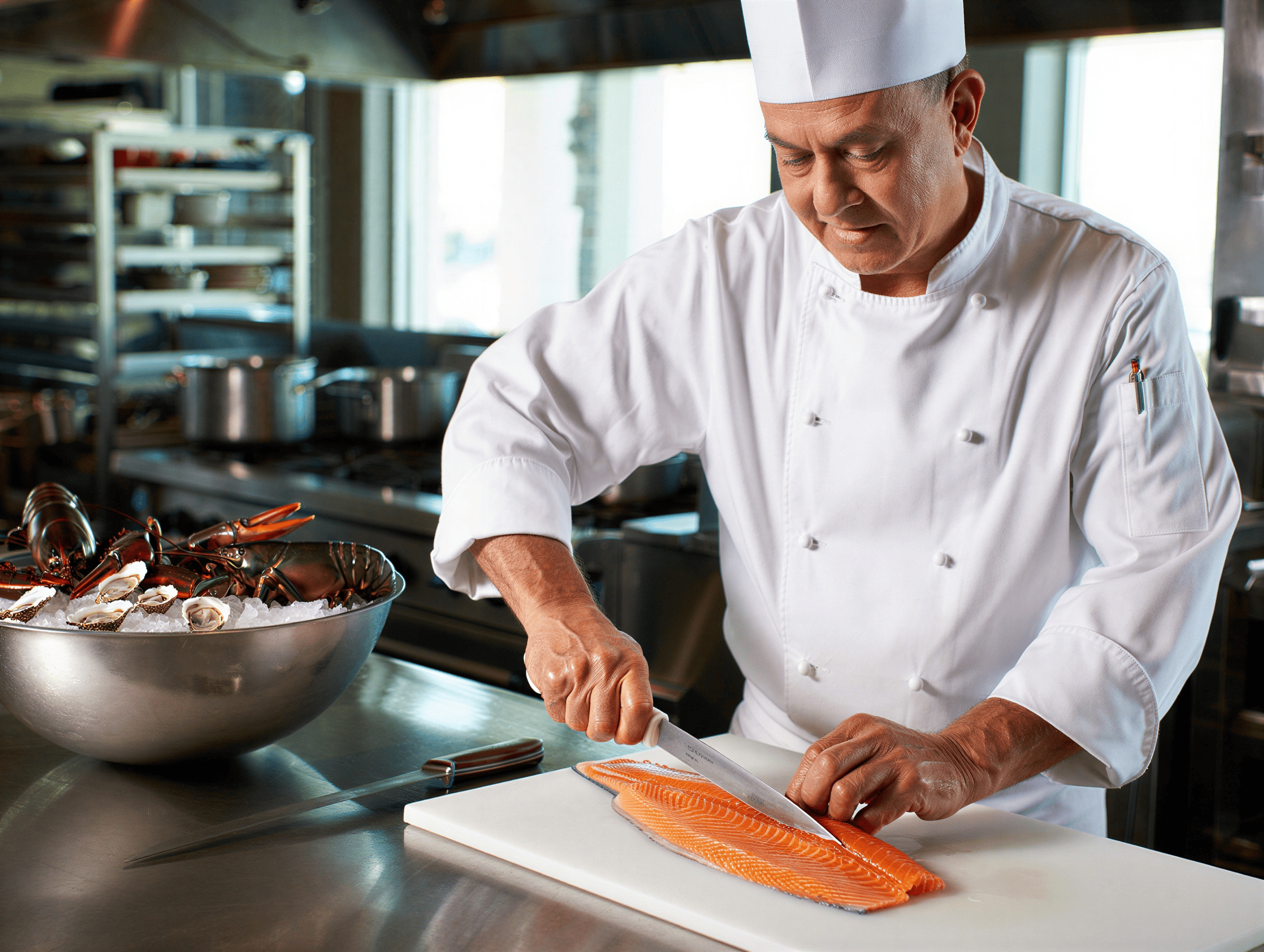 Chef preparing fresh ingredients in ACCANSE kitchen